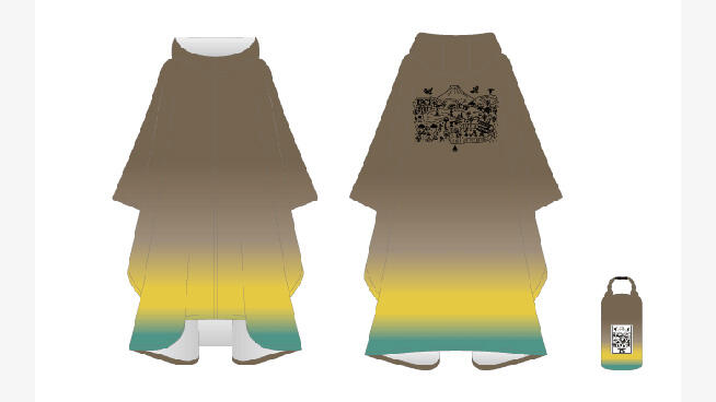 Rain poncho created through a collaboration between Amuse and KiU